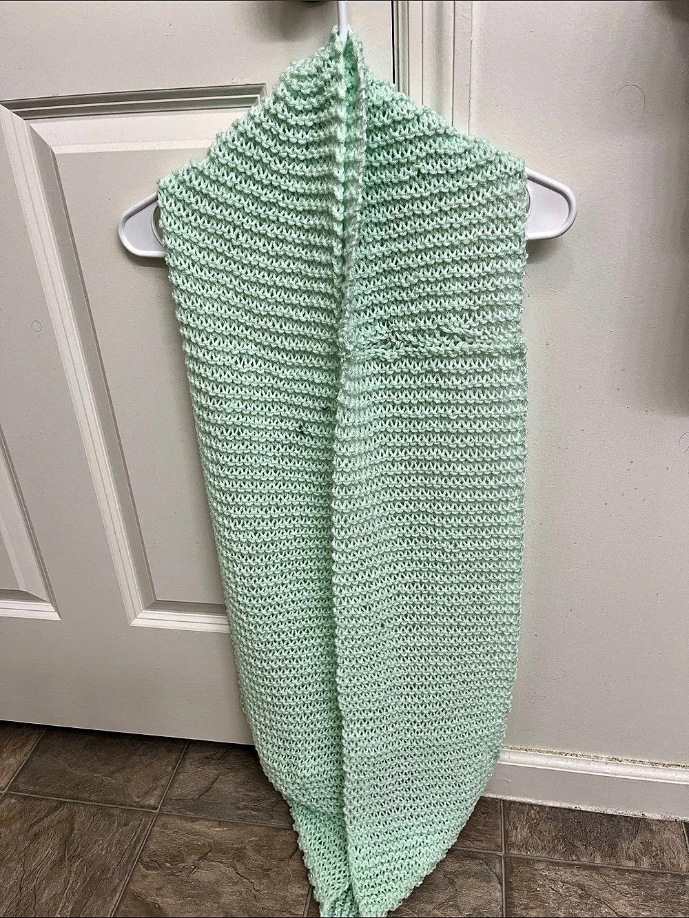 Mint Green Sparkle Knit Infinity Scarf Extra Large Handmade